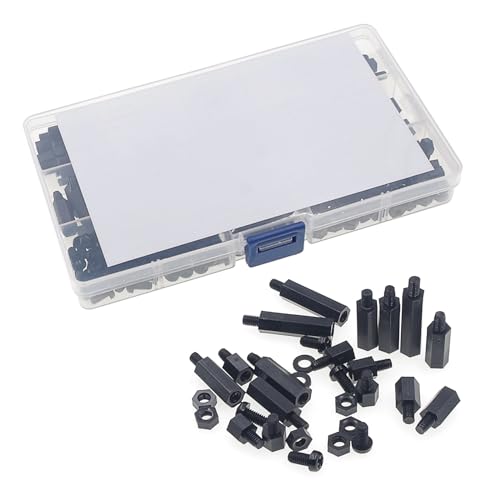 M4 Black Nylon Male-Female Standoffs Screws Nuts Flat Washers Kit - size: 290PCS/M4(Black)