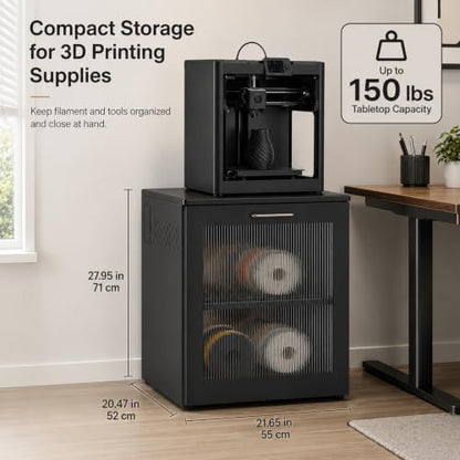 3D Printer Cabinet, Big Sturdy 3D Printer Stand Table with Filament Storage (CL-Black) - color: CL-Black