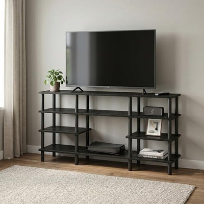 Furinno Turn-N-Tube 4-Tier Multipurpose Wide Shelf TV Stand, Espresso/Black - color: Espresso/Black, style: 4 Tiers, 55 Inch