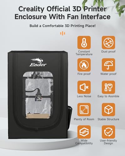 Creality Official 3D Printer Enclosure with Fan Interface Fireproof Dustproof Constant Temperature Dust Cover 480 * 600 * 720mm for Ender 3 V3 SE/KE/Ender 3/Ender 3 Pro/Ender 3V2/Ender 3S1/Neo（no Fan - color: With Fan Interface