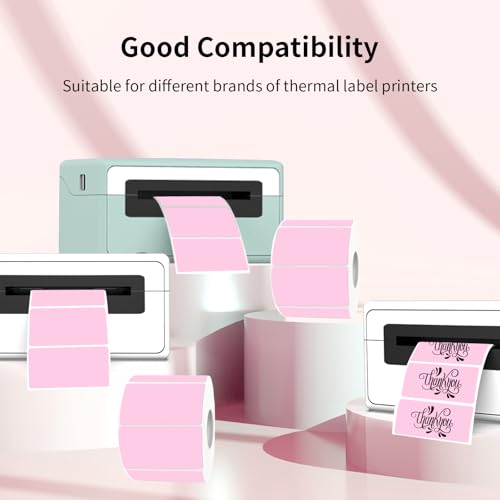 2x1 Inch Thermal Labels, Pink Thermal Printer Stickers, Waterproof Self-Adhesive Shipping Label Printer Sticker for Barcode, Name, Address, 300 Labels/Roll - color: Pink, size: 1*2 inch/1 roll