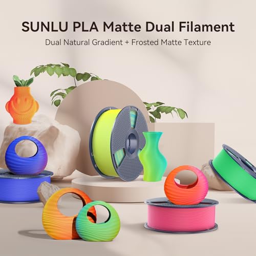 SUNLU Dual Color Matte PLA Filament 1.75mm, Purple and Green - color: Dual Purple Green, size: 1KG