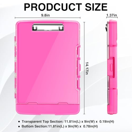 Sooez Original Clipboard with Dual Storage, Heavy Duty Clip Boards 8.5x11 - color: Pink