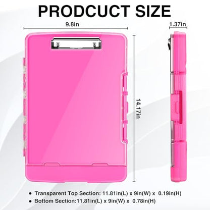 Sooez Original Clipboard with Dual Storage, Heavy Duty Clip Boards 8.5x11 - color: Pink