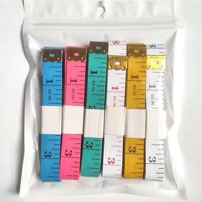 6 Pack Soft Tape Measure Double Scale 60-inch/150cm,Fabric Craft Tape Measure & Medical Body Measurement,Sewing Flexible Vinyl Ruler & Measuring Tape for Body Weight Loss