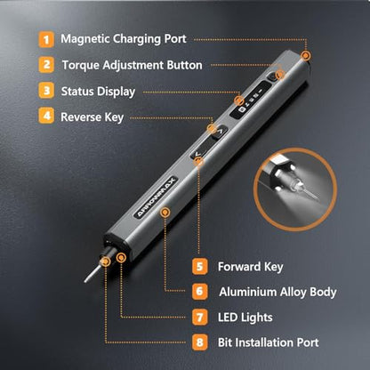 AM ARROWMAX Precison Electric Screwdriver, 74 in 1 Mini Power Screwdriver Set w/ 70 Magnetic Bits, 5 Torque Modes, Red Dot, IF Winning Design, Rechargeable Small Cordless Screwdriver for Phone, DIY