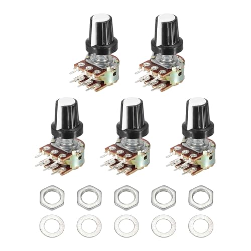 MECCANIXITY 5 Set WH148 B500K Ohm Potentiometer Kit 20mm Shaft White - size: 20mm, style: B500K