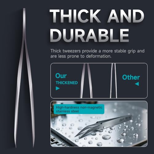 stedi 2PCS Precision Thickened Tweezers Set, Model Hobby Making Tools - style: （Thickened Tweezers）Straight tip & Curved Tip