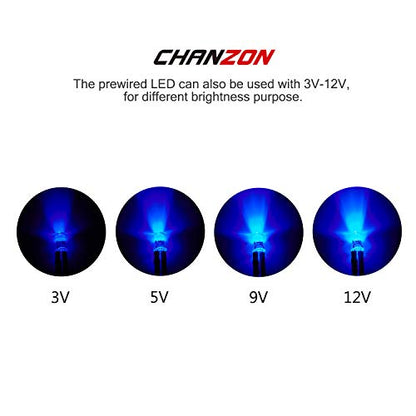 CHANZON 20 pcs Pre-Wired 5mm Blue LED Diode Lights (DC 12V) - color: E) Blue (20pcs)