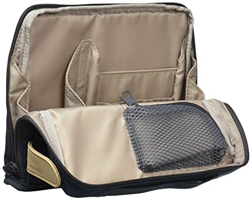 KOKUYO Pencil Case Pouch, Haco-Biz Standing Pen Pouch Bag, Foldable Stand up Pencil Holder Organizer, Large Capacity Portable Pencil Box for Office Supplies, Navy x Khaki (KAHA-HB11B) - color: Navy x Khaki