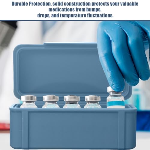 3ml Vial Case, Vial Holder for Insulin Vials and Peptide Vials, Holds 10 Vials, 3ml Vial Storage Box for Refrigerator Storage and Travel (Blue) - color: Blue