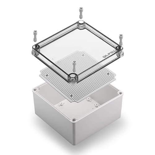 QILIPSU Outdoor Junction Box IP67 Waterproof Project Box ABS Plastic Weatherproof Electrical Enclosure Clear Cover (7.9"x7.9"x3.7" CC) - color: Clear Cover, size: 7.9"x7.9"x3.7"