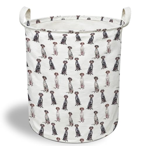 German Shorthaired Pointer Dog Laundry Basket, GSP Gifts Collapsible Laundry Hamper with Handles, Dog Clothes Toy Storage Bins Containers Basket for Bathroom Bedroom - color: Shorthaired