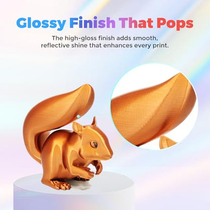 Flashforge 3D Printer Filament Silk PLA 1.75mm 1kg Spool-Dimensional Accuracy +/- 0.02mm (Copper) - color: Copper