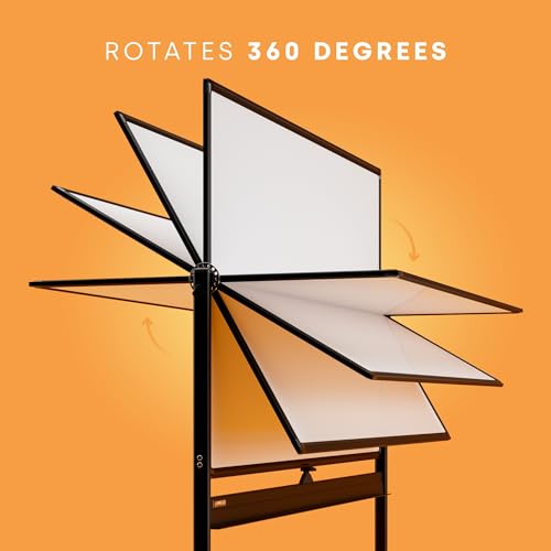 Kamelleo Rolling Whiteboard on Wheels 96" x 46", Double Sided White Board - color: Jet Black, size: 96x46