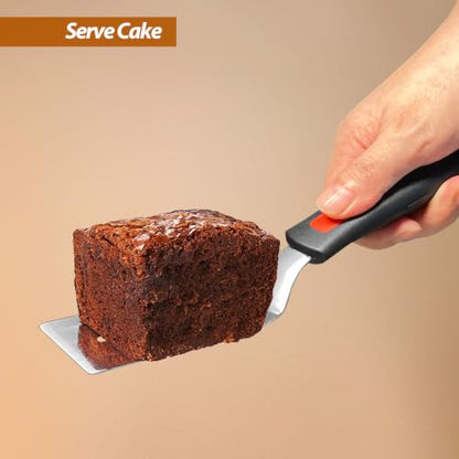 Mini Serving Spatulas, Stainless Steel Cut & Serve Turner, Slotted & Solid