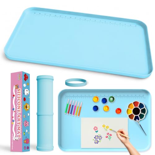 Silicone Mats for Crafts, 24" x 16" Waterproof Non-Slip Playdoh Mat - color: Blue, size: 24" x 16"