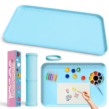 Silicone Mats for Crafts, 24" x 16" Waterproof Non-Slip Playdoh Mat - color: Blue, size: 24" x 16"