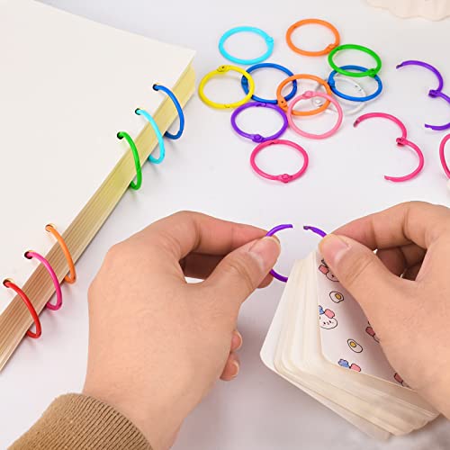 120 pcs Loose Leaf Binder Rings 1 Inch 10 Colors