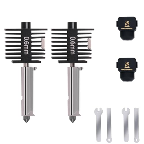 2PCS A1 Mini, A2L Upgrade Hotend Kit, 3D Printer Print Head Hot End Heating Block Kit with 0.6mm Hardened Steel Nozzle and Silicone Socks for Bambu Lab A1/A1 Mini/A2L - size: 0.6mm, style: 2 Pack