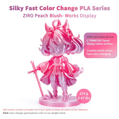 ZIRO PLA Filament 1.75mm, Silky Fast Color Change,1kg Spool, Peach Blush - color: Peach Blush (Silky)