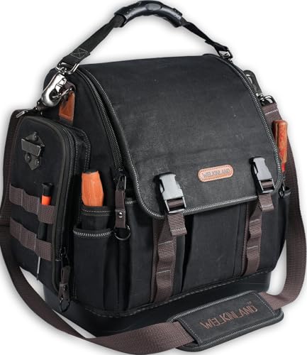 WELKINLAND 41-Pocket Electrician Tool Bag, 14-Inch Hard Bottom Tool Bag