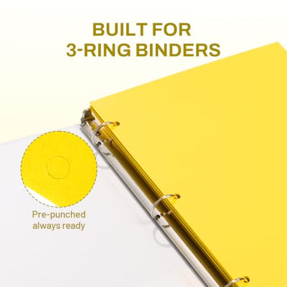 SUNEE Folders with Pockets 3 Hole Punched(50 Pack, Yellow), 2 Pocket Folders Fit Letter Size Paper, Paper File Folder for School Office Home Business - color: Yellow