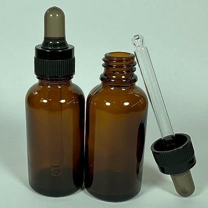 4-Pack 1 oz (30ml) Glass Dropper Tops for Essential Oil Bottles (18-415 Neck) - Round Tip, Made in Taiwan with SILASTIC™ RBL-9200-50 Silicone for Chemical Stability & Essential Oil Resistance - style: 1 oz (30ml) Round Tip