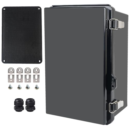 Outdoor Waterproof Electrical Box Junction Box Weatherproof IP67 ABS Plastic Enclosure Switch Router Project Box Electronics Enclosure with Mounting Plate Wall Bracket Black 14.6"x10.6"x5.9" - color: Black, size: 14.6" x 10.6" x 5.9"