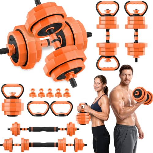 Adjustable Dumbbell Set with Barbell Connector, 5-in-1 Home Gym Free Weights for Full-Body Strength Training, Space-Saving Design for Apartments and Garage Gyms - size: 45LBS
