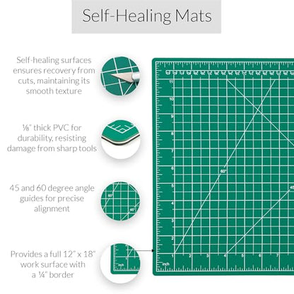 WA Portman Fabric Cutting Mat with Craft Knife & Straight Edge Craft Ruler - size: 12x18