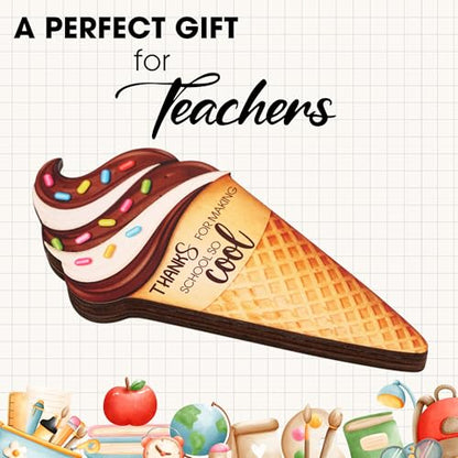 KATINAT Teacher Appreciation Gifts, Wooden Ice Cream Money Holder for Teacher, Thanks for Making School So Cool, End of Year Teacher Gift, Preschool Middle School High School Back to School - color: KAT-k- Teacher -icecream