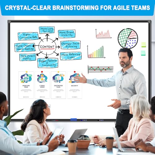 H-Qprobd 60"x48" White Board for Wall Large Magnetic Dry Erase Board with Black Aluminum Frame, Presentation Whiteboard Suitable for Home, Office, Classroom & Kitchen - size: 60"W x 48"H