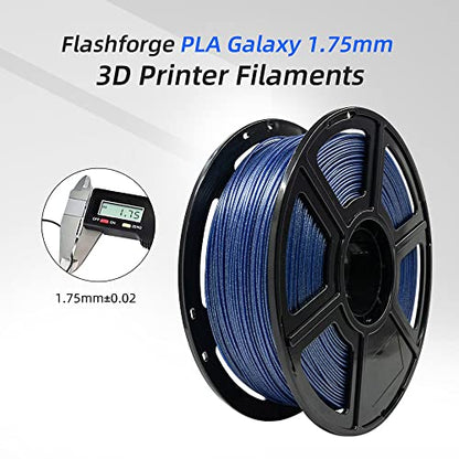 FLASHFORGE PLA Filament 1.75mm Galaxy Blue, 3D Printer Filament with Silver Glitter 1kg (2.2lbs) Spool, Dimensional Accuracy +/- 0.02mm, Shimmering 3D Printing Filament for Unique Finish - color: Galaxy Blue