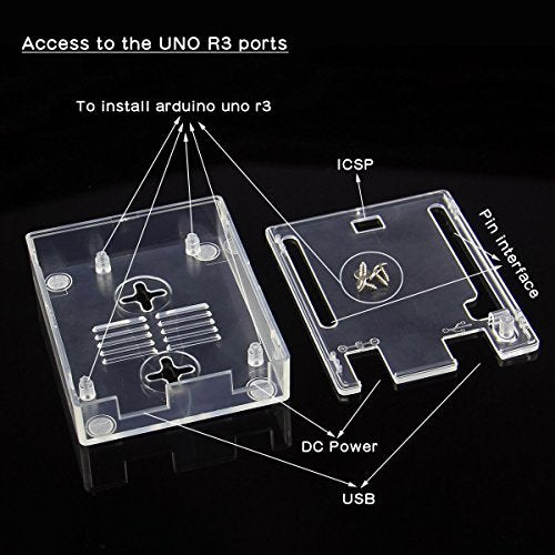 Geekworm UNO R3 Case | Protective Enclosure ABS Computer Box for Arduino UNO R3/UNO WiFi UNO REV3- Transparent