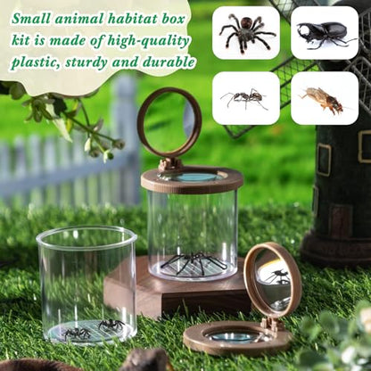 Skylety 2 Pieces Bug Jars Insect Viewer Catcher Bug Magnifying Insect Cage Container for Kids Children Science Nature Exploration Tool(Brown) - color: Brown