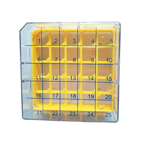 5 PCS Polycarbonate CryoBox Vial Rack, Freezer Storage, 5 x 5 Array, 25 Place Fit for 2ml Cryostorage Freezing Box (Yellow) - color: Yellow
