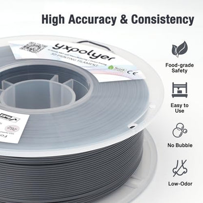YXPOLYER PLA Plus Filament Food Contact Safe 1kg 1.75mm Graphite Gray - color: Graphite Gray