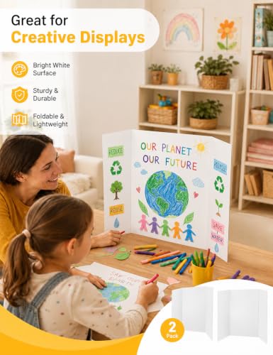 2-Pack 26 x 17 in Trifold Poster Boards for Science Fairs and Displays