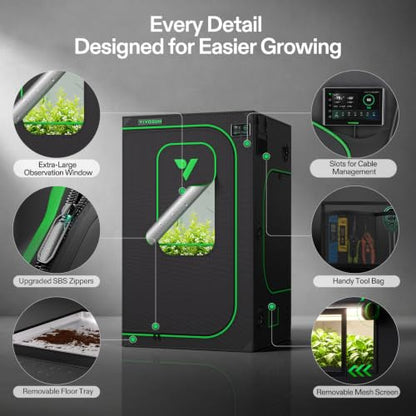 VIVOSUN P448 4x4 PRO Grow Tent with High CFM Kit, 48"x48"x 80" - size: 48"x48"x80"