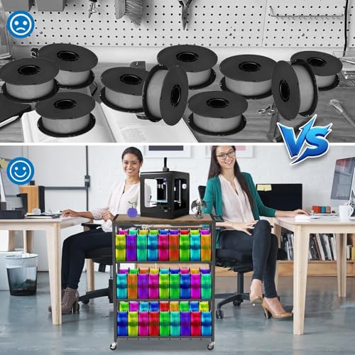 3D Printer Stand Table for 48 Filament Storage Rack, Brown - color: Brown