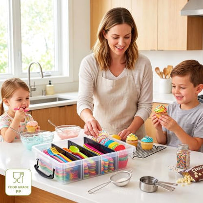 Citylife 2PC Clear Craft Organizers and Storage with 3 Removable Dividers - size: 6.4 Qt-2 Pack-D