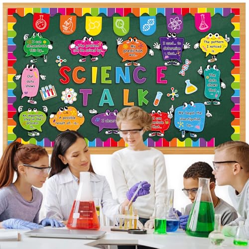 Honoson 53 Pcs Science Bulletin Board Set, Science Classroom Decor, Vibrant - style: Vibrant