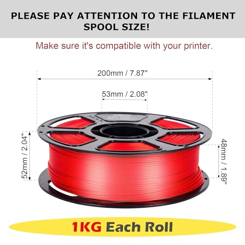 Silk PLA Filament Bundle 4kg, Shiny 3D Printer Filament 1.75mm - color: Silk Gold+silver+red+black