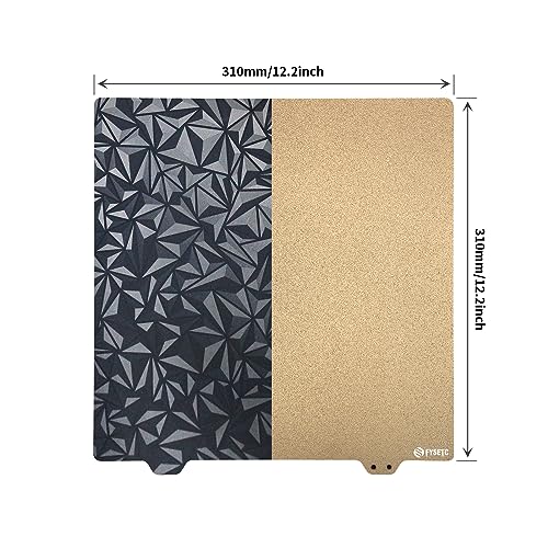 FYSETC 3D Printer CR10 Build Plate Replacement Smooth PET+Texture PEI Double Sided Print Bed Only 310x310mm/12.2in Spring Steel Sheet No Magentic Sticker for CR10S Artilery SW-X1/X2, Ant A8 Plus