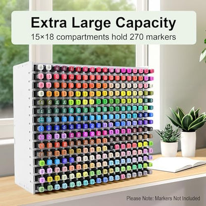 Marker Organizer, 270-Slot Marker Holder with Adjustable Dividers - size: 270 Holes