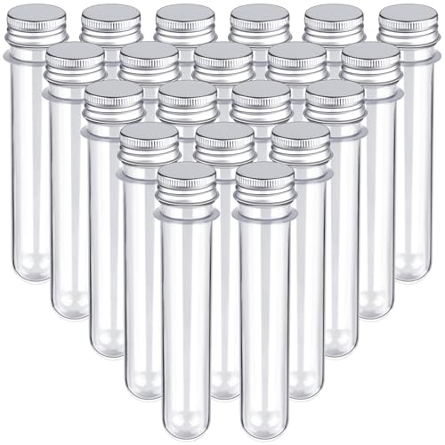 20PCS Test Tubes,45ml Clear Plastic Test Tubes with Screw Caps,25x140mm Tube for Scientific Experiments,Candy,Bath Salt - size: 20pcs*45ml(25x140mm)