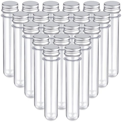 20PCS Test Tubes,45ml Clear Plastic Test Tubes with Screw Caps,25x140mm Tube for Scientific Experiments,Candy,Bath Salt - size: 20pcs*45ml(25x140mm)