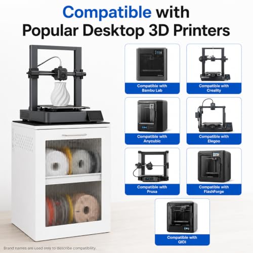 3D Printer Cabinet, Big Sturdy 3D Printer Stand Table with Filament Storage (CL-White) - color: CL-White
