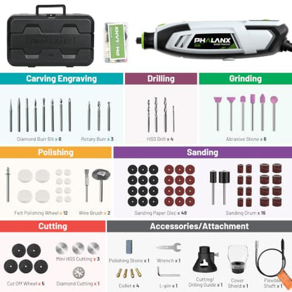 200W Rotary Tool Kit, 10000-38000 RPM 6 Speed Multi-Tool with Flex Shaft & 132pcs Accessories Kit, Power Rotary Tools for DIY Crafts, Engraving, Sanding, Polishing & Drilling
